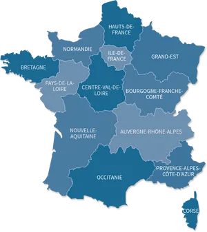 Mapof French Administrative Regions PNG Image