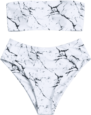 Clip Art Transparent Print High Waisted Bandeau Bikini - Marble High Waisted Bikini PNG