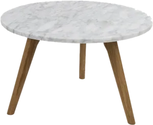 Marble Top Coffee Tablewith Wooden Legs PNG Image