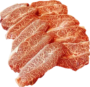 Marbled Raw Steak Slices PNG Image