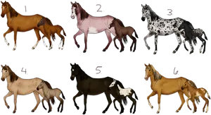 Mare_and_ Foal_ Varieties PNG Image