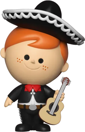 Mariachi Animated Character With Guitar.png PNG Image