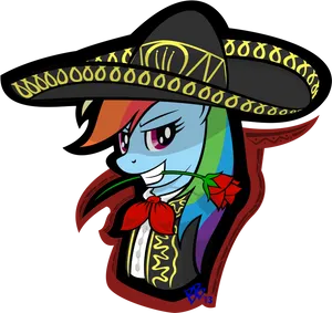 Mariachi Ponywith Sombrero PNG Image