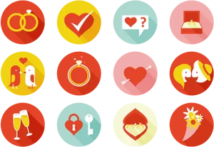 Marriage Icons Set PNG Image