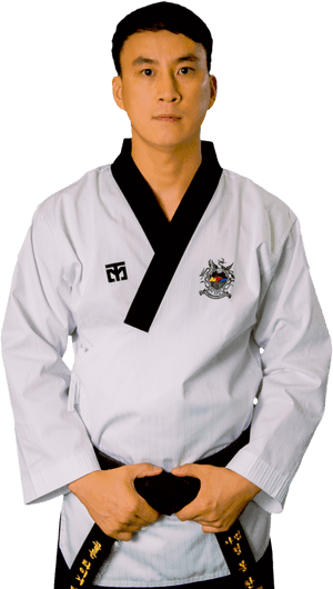 Martial_ Artist_in_ Taekwondo_ Uniform PNG with transparent background