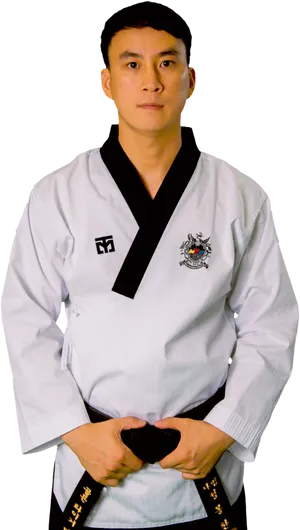 Martial_ Artist_in_ Taekwondo_ Uniform PNG Image