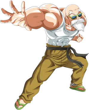 Martial Arts Master Action Pose PNG Image