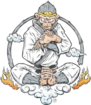 Martial_ Arts_ Monkey_ Meditation PNG Image