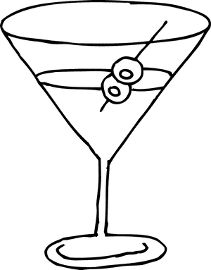 Cocktail Glass Clipart - Black And White Martini Glass Clipart, HD Png Download PNG with transparent background