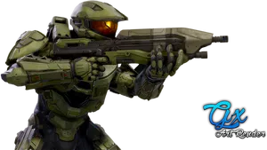 Master Chief Aimingwith Rifle PNG Image