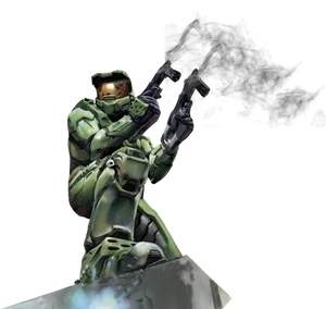 Master Chief Dual Wielding Pistols PNG Image