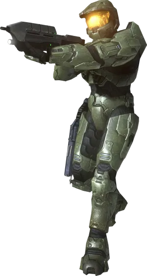 Master Chief Halo Gameplay Pose PNG Image