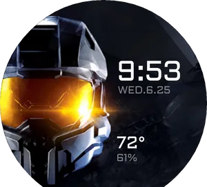 Master Chief Helmet Clock Interface PNG Image