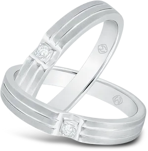 Matching Couple Wedding Bands Silver PNG Image