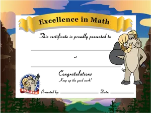 Math Excellence Certificate Template PNG Image