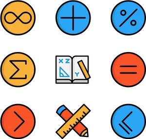 Mathematical_ Symbols_and_ Tools_ Icons PNG Image