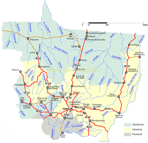 Mato Grosso's Roads, Cities, Rivers - Mapa Biomas Mato Grosso, HD Png Download PNG image with transparent background