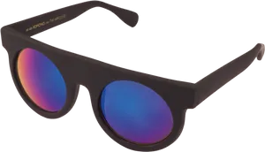 Matte Black Sunglasseswith Reflective Lenses PNG Image