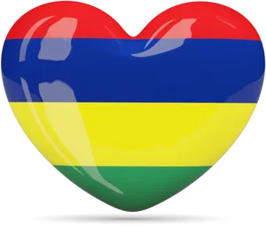 Mauritius Flag Heart Shaped Icon PNG Image