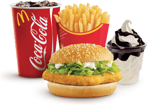 Mcdonald's Mcchicken Menu With Small Sundae - Mc Donalds Coca Cola, HD Png Download PNG image with transparent background