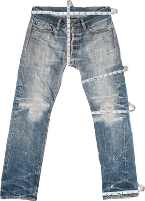 Measuring Denim Jeanswith Tape PNG Image