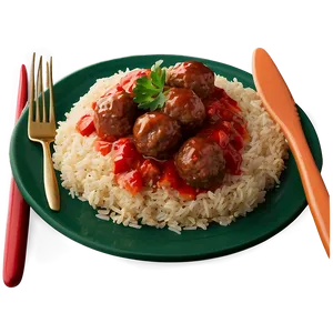 Meatballswith Riceand Tomato Sauce PNG Image