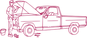 Mechanic Checking Engine Pickup Truck PNG Image