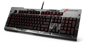 Mechanical Gaming Keyboard Red Backlit Keys PNG Image