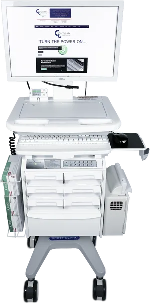 Medical Computer Workstationon Wheels PNG Image