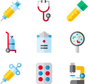 Medical Equipment Icons Set PNG Image