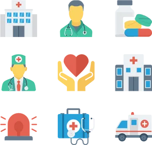 Medical Healthcare Icons Set PNG Image