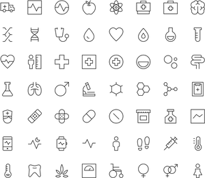Medical Icons Collection Blue Background PNG Image