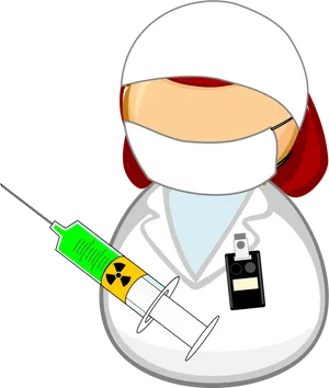 Medical Professional Cartoonwith Syringeand Vial PNG Image