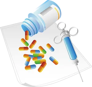 Medicationand Syringe Graphic PNG Image