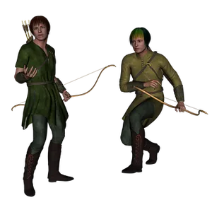 Medieval Archer Duo3 D Render PNG Image