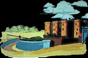 Medieval Castle Illustration PNG image with transparent background