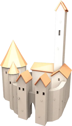 Medieval Castle3 D Model PNG Image