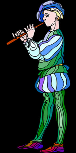 Medieval Flute Player Illustration PNG image with transparent background