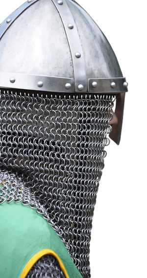 Medieval Knight Helmetand Chainmail PNG image with transparent background