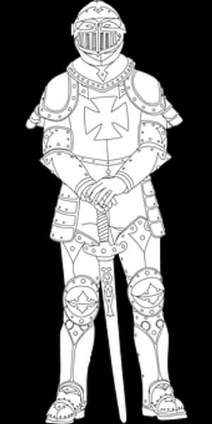 Medieval Knight Line Art PNG image with transparent background