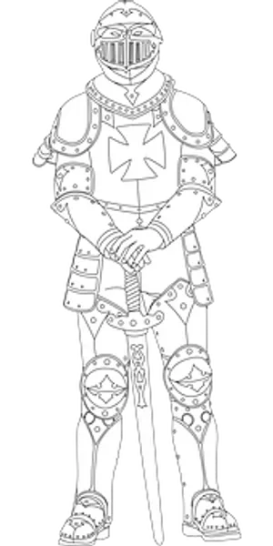 Medieval Knight Line Art PNG Image