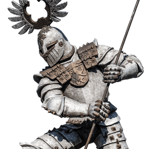 Medieval Knight Statuewith Halberd PNG with transparent background