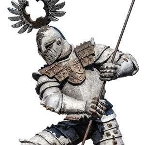 Medieval Knight Statuewith Halberd PNG Image