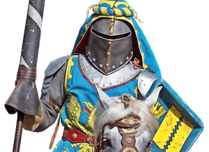 Medieval Knightand Steedin Armor PNG image with transparent background