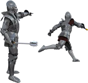 Medieval Knights Combat Simulation PNG Image