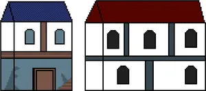 Medieval Pixel Art Townhouses PNG Image