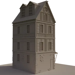 Medieval Timber Framed House3 D Model PNG Image