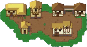 Medieval Village Thatched Roofs PNG Image