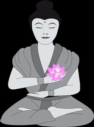 Meditating Buddhawith Lotus Flower PNG image with transparent background