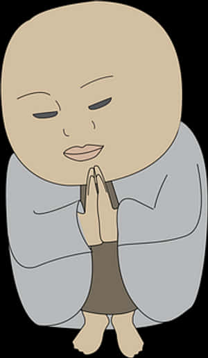 Meditating Monk Cartoon PNG image with transparent background